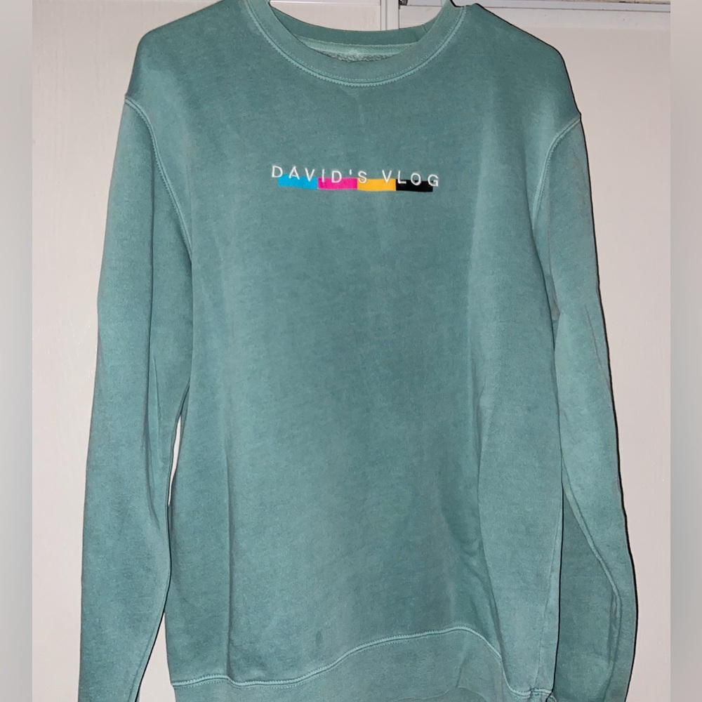 Teal “David’s Vlog” Crewneck